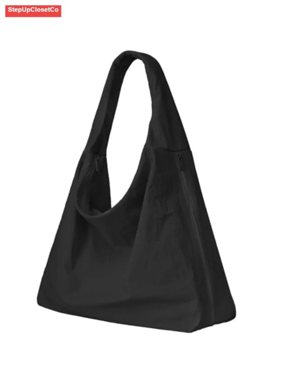 Nylon Crescent Hobo Shoulder Bag Large Tote with Side Pockets Daily Travel